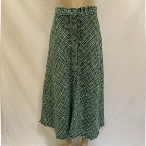 Zara Size Large Multicolored Tweed Check Midi Skirt